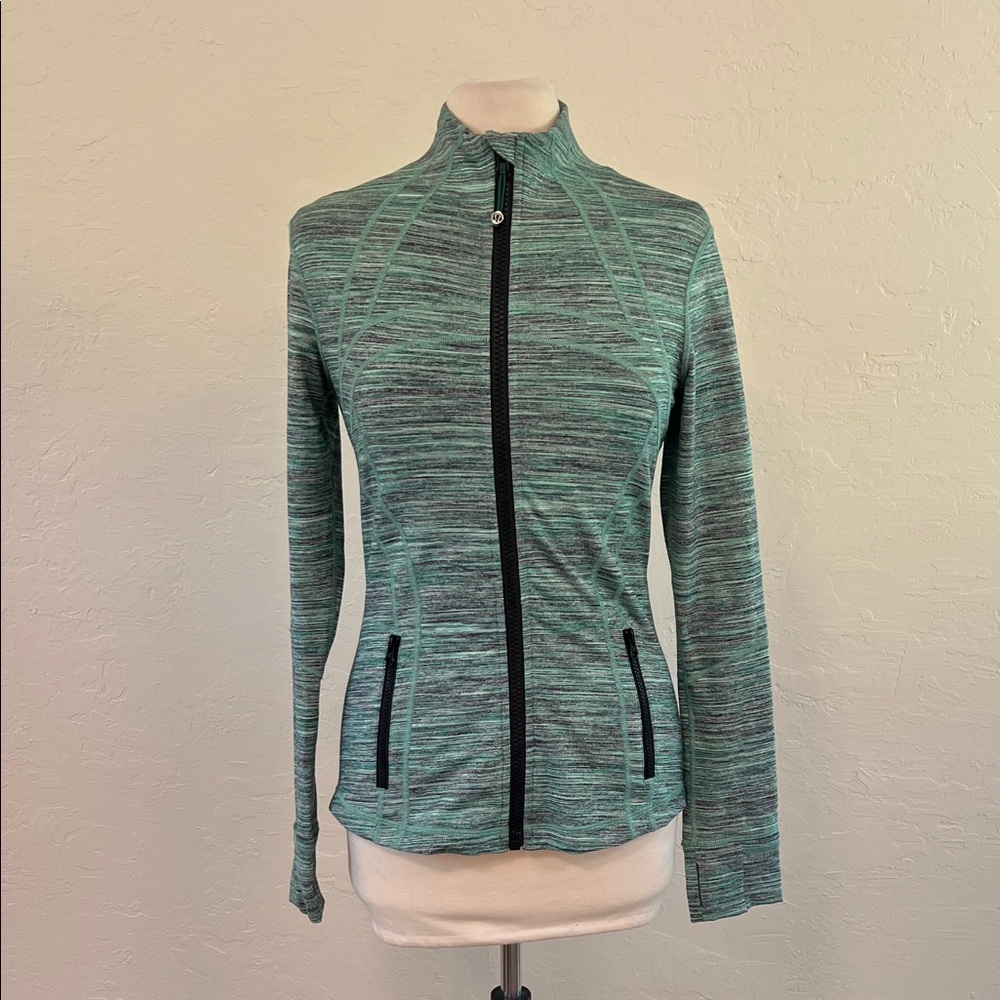 Lululemon Define Jacket in the Space Dye Camo Forage Teal Black colorway
